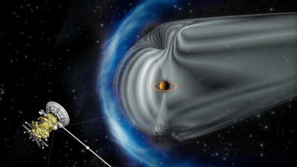 This artist's impression by the European Space Agency shows NASA's Cassini spacecraft exploring the magnetic environment of Saturn. Image credit: ESA This artist's impression by the European Space Agency shows NASA's Cassini spacecraft exploring the magnetic environment of Saturn. Image credit: ESA