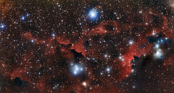 The glowing cloud Sharpless 2-296, part of the Seagull Nebula The glowing cloud Sharpless 2-296, part of the Seagull Nebula