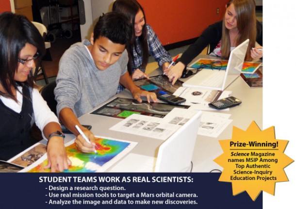 Ninth-grade, high-school students from Peoria, AZ analyze images of Mars. Image credit: NASA/JPL-Caltech/ASU Ninth-grade, high-school students from Peoria, AZ analyze images of Mars. Image credit: NASA/JPL-Caltech/ASU
