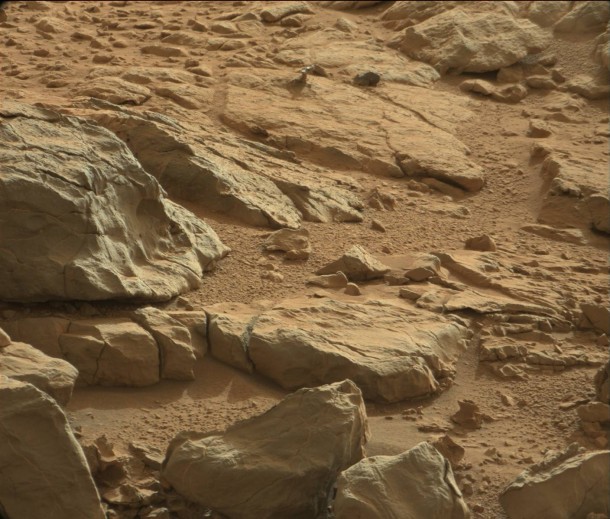 A shiny-looking Martian rock is visible in this image taken by NASA's Mars rover Curiosity's Mast Camera (Mastcam) during the mission's 173rd Martian day, or sol (Jan. 30, 2013). Image Credit: NASA/JPL-Caltech/Malin Space Science Systems