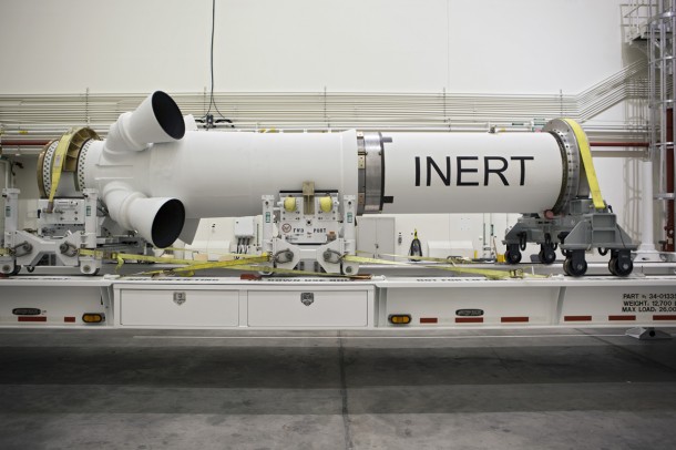 The launch abort motor is one of the components of Orion’s Launch Abort System, which will be used for Exploration Flight Test-1. Image credit: NASA/Dimitri Gerondidakis The launch abort motor is one of the components of Orion’s Launch Abort System, which will be used for Exploration Flight Test-1. Image credit: NASA/Dimitri Gerondidakis