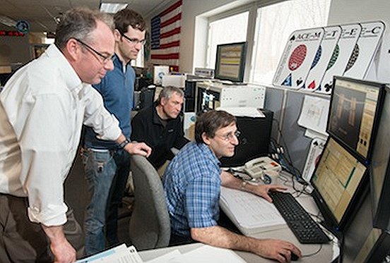 From left, P&G Principal Scientist Matt Lynch, Harvard Graduate Student Tom Kodger and NASA representatives Chris Lant and Lou Chestney work remotely on P&G experiments, some are which are housed at the International Space Station. (NASA) From left, P&G Principal Scientist Matt Lynch, Harvard Graduate Student Tom Kodger and NASA representatives Chris Lant and Lou Chestney work remotely on P&G experiments, some are which are housed at the International Space Station. (NASA)