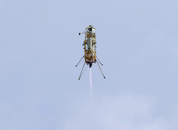 Masten Space Systems' Xombie technology demonstration rocket soars aloft, guided by Draper Labs' GENIE navigation and control system designed to land space vehicles on other bodies in the solar system. Masten Space Systems' Xombie technology demonstration rocket soars aloft, guided by Draper Labs' GENIE navigation and control system designed to land space vehicles on other bodies in the solar system.