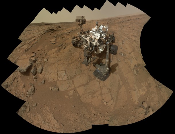 This self-portrait of NASA's Mars rover Curiosity combines 66 exposures taken by the rover's Mars Hand Lens Imager (MAHLI) during the 177th Martian day, or sol, of Curiosity's work on Mars (Feb. 3, 2013). Image credit: NASA/JPL-Caltech/MSSS This self-portrait of NASA's Mars rover Curiosity combines 66 exposures taken by the rover's Mars Hand Lens Imager (MAHLI) during the 177th Martian day, or sol, of Curiosity's work on Mars (Feb. 3, 2013). Image credit: NASA/JPL-Caltech/MSSS