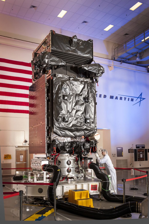 The second Space Based Infrared System (SBIRS) geosynchronous (GEO-2) satellite was built at Lockheed Martin's Sunnyvale, Calif., facility. Shown here, Lockheed Martin engineers prepare the cutting edge spacecraft for its shipment to Cape Canaveral Air Force Station, Fla., in advance for its March launch The second Space Based Infrared System (SBIRS) geosynchronous (GEO-2) satellite was built at Lockheed Martin's Sunnyvale, Calif., facility. Shown here, Lockheed Martin engineers prepare the cutting edge spacecraft for its shipment to Cape Canaveral Air Force Station, Fla., in advance for its March launch