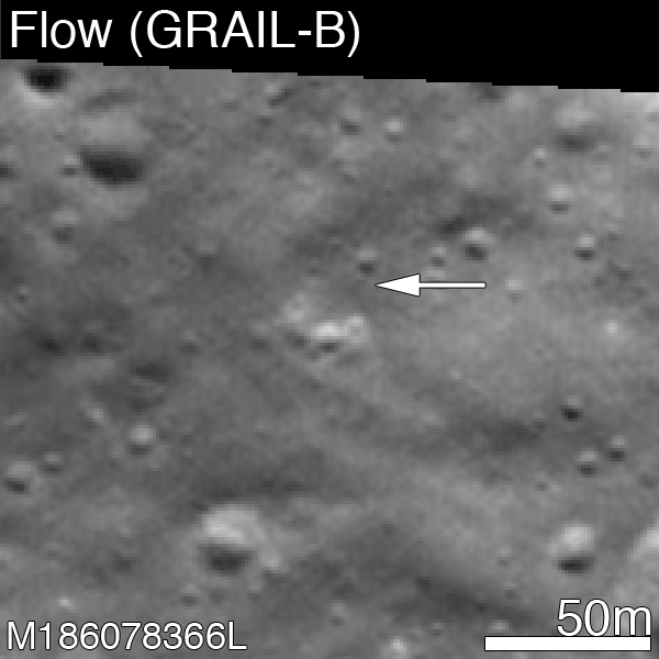 Lunar Reconnaissance Orbiter Camera image shows the impact site of the GRAIL B (Flow spacecraft) impact site before and after the spacecraft's descent to the lunar surface. Image credit: NASA/GSFC/Arizona State University Lunar Reconnaissance Orbiter Camera image shows the impact site of the GRAIL B (Flow spacecraft) impact site before and after the spacecraft's descent to the lunar surface. Image credit: NASA/GSFC/Arizona State University