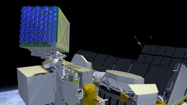 This artist’s rendition shows the NICER/SEXTANT payload that NASA recently selected as its next Explorer Mission of Opportunity. The 56-telescope payload will fly on the International Space Station. Credit: NASA This artist’s rendition shows the NICER/SEXTANT payload that NASA recently selected as its next Explorer Mission of Opportunity. The 56-telescope payload will fly on the International Space Station. Credit: NASA