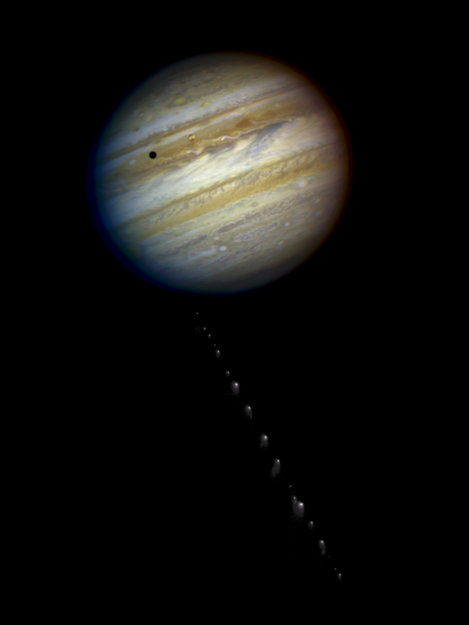 Comet Shoemaker-Levy 9 approaches Jupiter. Copyright NASA, ESA, H. Weaver & E. Smith (STScI) and J. Trauger & R. Evans (Jet Propulsion Laboratory) Comet Shoemaker-Levy 9 approaches Jupiter. Copyright NASA, ESA, H. Weaver & E. Smith (STScI) and J. Trauger & R. Evans (Jet Propulsion Laboratory)