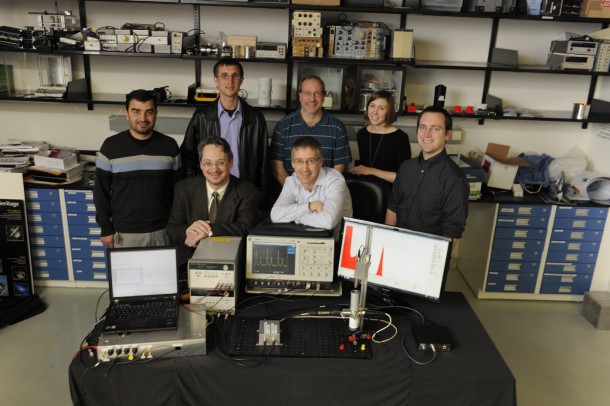 Technologists at NASA’s Goddard Space Flight Center in Greenbelt, Md., created what they believe is the world’s first “pulsar-on-a-table,” a laboratory system shown here for testing emerging X-ray navigation technologies. Back row, left to right: Monther Hasouneh, John Gaebler, Harry Stello, Jennifer Valdez and Sam Price. Front row, left to right: Jason Mitchell and Luke Winternitz. Photo Credit: NASA/ Pat Izzo Technologists at NASA’s Goddard Space Flight Center in Greenbelt, Md., created what they believe is the world’s first “pulsar-on-a-table,” a laboratory system shown here for testing emerging X-ray navigation technologies. Back row, left to right: Monther Hasouneh, John Gaebler, Harry Stello, Jennifer Valdez and Sam Price. Front row, left to right: Jason Mitchell and Luke Winternitz. Photo Credit: NASA/ Pat Izzo