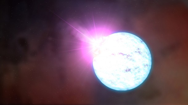 An artist's rendering of an outburst on an ultra-magnetic neutron star, also called a magnetar. Credit: NASA's Goddard Space Flight Center An artist's rendering of an outburst on an ultra-magnetic neutron star, also called a magnetar. Credit: NASA's Goddard Space Flight Center