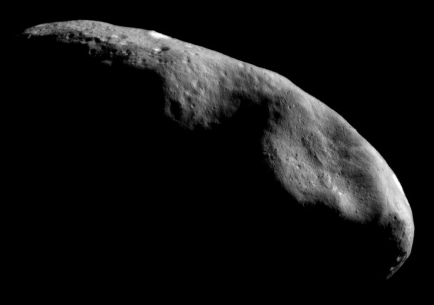 The asteroid Eros was studied up-close by NASA's NEAR mission that included landing the spacecraft on the asteroid in February 2001. Photo credit: NASA The asteroid Eros was studied up-close by NASA's NEAR mission that included landing the spacecraft on the asteroid in February 2001. Photo credit: NASA