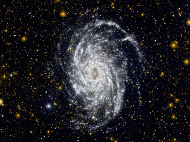 This image from NASA's Galaxy Evolution Explorer shows NGC 6744, one of the galaxies most similar to our Milky Way in the local universe. This ultraviolet view highlights the vast extent of the fluffy spiral arms, and demonstrates that star formation can occur in the outer regions of galaxies. Image credit: NASA/JPL-Caltech This image from NASA's Galaxy Evolution Explorer shows NGC 6744, one of the galaxies most similar to our Milky Way in the local universe. This ultraviolet view highlights the vast extent of the fluffy spiral arms, and demonstrates that star formation can occur in the outer regions of galaxies. Image credit: NASA/JPL-Caltech