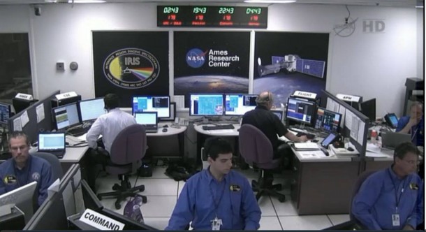 Flight controllers at NASA's Ames Research Center in Silicon Valley controlling the IRIS spacecraft Wednesday evening. Image credit: NASA Flight controllers at NASA's Ames Research Center in Silicon Valley controlling the IRIS spacecraft Wednesday evening. Image credit: NASA
