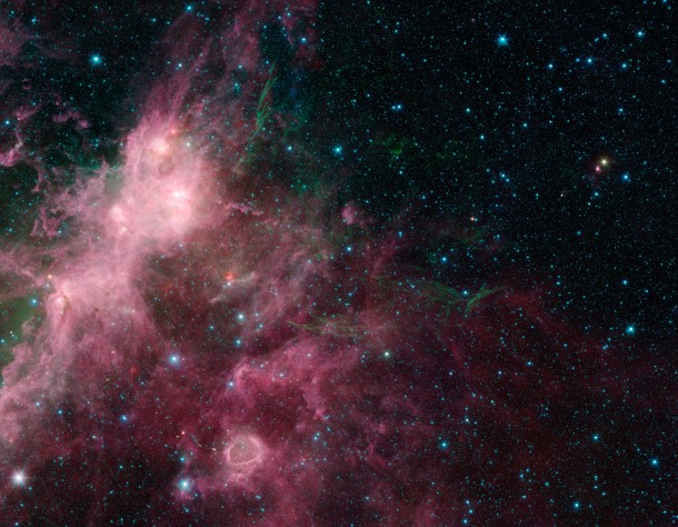 In what may look to some like an undersea image of coral and seaweed, a new image from NASA's Spitzer Space Telescope is showing the birth and death of stars. Image credit: NASA/JPL-Caltech/University of Wisconsin In what may look to some like an undersea image of coral and seaweed, a new image from NASA's Spitzer Space Telescope is showing the birth and death of stars. Image credit: NASA/JPL-Caltech/University of Wisconsin