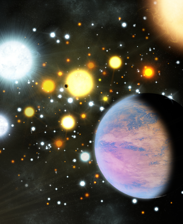 In the star cluster NGC 6811, astronomers have found two planets smaller than Neptune orbiting Sun-like stars. Credit: Michael Bachofner In the star cluster NGC 6811, astronomers have found two planets smaller than Neptune orbiting Sun-like stars. Credit: Michael Bachofner