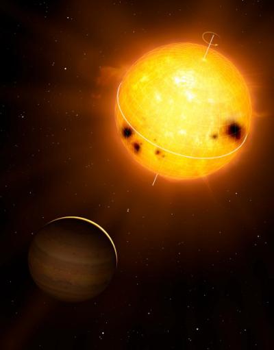 A team of researchers has devised a way to measure the internal properties of stars -- a method that offers more accurate assessments of their orbiting planets. The researchers examined HD 52265 and a single planet in the star's orbit. This is an artistic rendering of HD 52265 and its orbiting Jupiter-like planet. Credit: Image courtesy of MPI for Solar System Research/Mark A. Garlick. A team of researchers has devised a way to measure the internal properties of stars -- a method that offers more accurate assessments of their orbiting planets. The researchers examined HD 52265 and a single planet in the star's orbit. This is an artistic rendering of HD 52265 and its orbiting Jupiter-like planet. Credit: Image courtesy of MPI for Solar System Research/Mark A. Garlick.