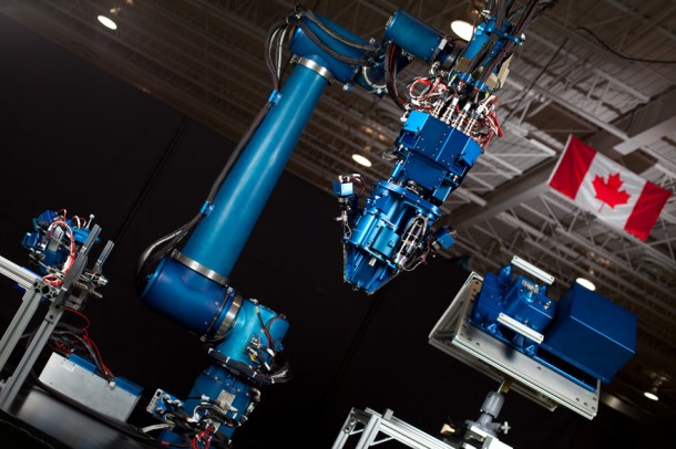 The Next-Generation Small Canadarm, a "cousin" of Dextre, is outfitted with its own set of sophisticated tools and is designed to repair satellites in space. (Credit: Canadian Space Agency) The Next-Generation Small Canadarm, a "cousin" of Dextre, is outfitted with its own set of sophisticated tools and is designed to repair satellites in space. (Credit: Canadian Space Agency)