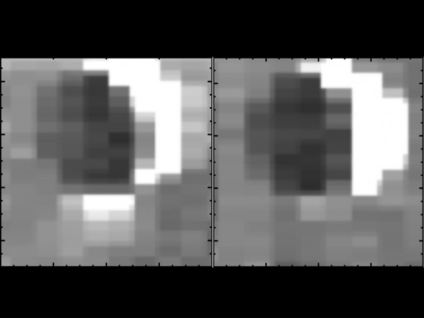 This set of images from NASA's Cassini mission shows the difference in the amount of spray emanating from Saturn's moon Enceladus. The images from Cassini's visual and infrared mapping spectrometer show that Enceladus sprays the most when it is farthest away from Saturn in its orbit (left) and sprays the least when it is closest to Saturn (right). Image Credit: NASA/JPL-Caltech/University of Arizona/Cornell This set of images from NASA's Cassini mission shows the difference in the amount of spray emanating from Saturn's moon Enceladus. The images from Cassini's visual and infrared mapping spectrometer show that Enceladus sprays the most when it is farthest away from Saturn in its orbit (left) and sprays the least when it is closest to Saturn (right). Image Credit: NASA/JPL-Caltech/University of Arizona/Cornell