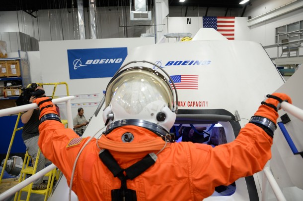 Image Above: NASA astronaut Serena Aunon enters The Boeing Company's CST-100 spacecraft for a fit check. Image Credit: NASA/Robert Markowitz Image Above: NASA astronaut Serena Aunon enters The Boeing Company's CST-100 spacecraft for a fit check. Image Credit: NASA/Robert Markowitz