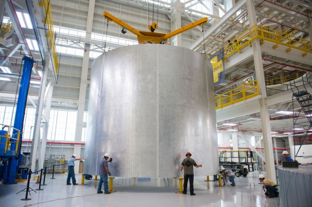 The SLS barrel section will be used for the liquid hydrogen tank, which will help power the SLS rocket out of Earth’s orbit. The SLS barrel section will be used for the liquid hydrogen tank, which will help power the SLS rocket out of Earth’s orbit.