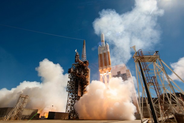A United Launch Alliance (ULA) Delta IV Heavy rocket carrying a payload for the National Reconnaissance Office (NRO) lifts off from Space Launch Complex-6. Designated NROL-65, the mission is in support of national defense. This is ULAs eighth launch in 2013, the 24th Delta IV mission and the second Delta IV Heavy launch from Vandenberg Air Force Base. Credit: ULA A United Launch Alliance (ULA) Delta IV Heavy rocket carrying a payload for the National Reconnaissance Office (NRO) lifts off from Space Launch Complex-6. Designated NROL-65, the mission is in support of national defense. This is ULAs eighth launch in 2013, the 24th Delta IV mission and the second Delta IV Heavy launch from Vandenberg Air Force Base. Credit: ULA
