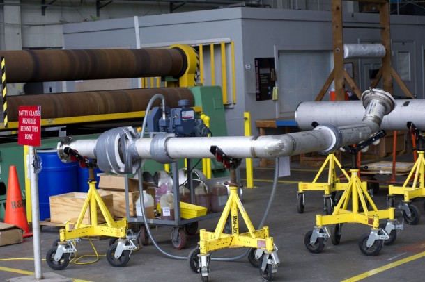 Fabrication is underway on liquid oxygen, liquid hydrogen and related piping for RS-25 engine testing on the A-1 Test Stand at NASA’s Stennis Space Center. Image Credit: NASA/SSC Fabrication is underway on liquid oxygen, liquid hydrogen and related piping for RS-25 engine testing on the A-1 Test Stand at NASA’s Stennis Space Center. Image Credit: NASA/SSC