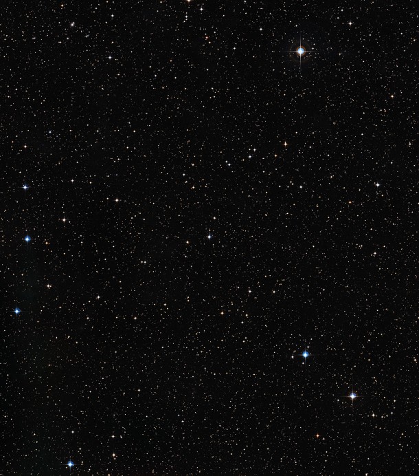 This wide-field view captures the solar twin HIP 102152 in the constellation of Capricornus (The Sea Goat). Credit: ESO/Digitized Sky Survey 2. Acknowledgement: Davide De Martin This wide-field view captures the solar twin HIP 102152 in the constellation of Capricornus (The Sea Goat). Credit: ESO/Digitized Sky Survey 2. Acknowledgement: Davide De Martin