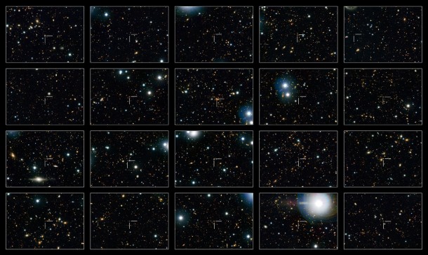 This image shows 20 of the quenched galaxies — galaxies that are no longer forming stars — seen in the Hubble COSMOS observations. Each galaxy is identified by a crosshair at the centre of each frame. Credit: NASA, ESA, M. Carollo (ETH Zurich) This image shows 20 of the quenched galaxies — galaxies that are no longer forming stars — seen in the Hubble COSMOS observations. Each galaxy is identified by a crosshair at the centre of each frame. Credit: NASA, ESA, M. Carollo (ETH Zurich)