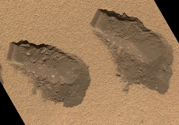 This is a view of the third (left) and fourth (right) trenches made by the 1.6-inch-wide (4-centimeter-wide) scoop on NASA's Mars rover Curiosity in October 2012. Image Credit: NASA/JPL-Caltech/MSSS This is a view of the third (left) and fourth (right) trenches made by the 1.6-inch-wide (4-centimeter-wide) scoop on NASA's Mars rover Curiosity in October 2012. Image Credit: NASA/JPL-Caltech/MSSS
