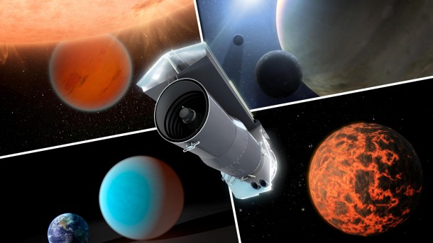 Over its ten years in space, NASA's Spitzer Space Telescope has evolved into a premier tool for studying exoplanets. The engineers and scientists behind Spitzer did not have this goal in mind when they designed the observatory back in the 1990s. But thanks to its extraordinary stability, and a series of engineering reworks after launch, Spitzer now has observational powers far beyond its original limits and expectations. Image credit: NASA/JPL-Caltech Over its ten years in space, NASA's Spitzer Space Telescope has evolved into a premier tool for studying exoplanets. The engineers and scientists behind Spitzer did not have this goal in mind when they designed the observatory back in the 1990s. But thanks to its extraordinary stability, and a series of engineering reworks after launch, Spitzer now has observational powers far beyond its original limits and expectations. Image credit: NASA/JPL-Caltech