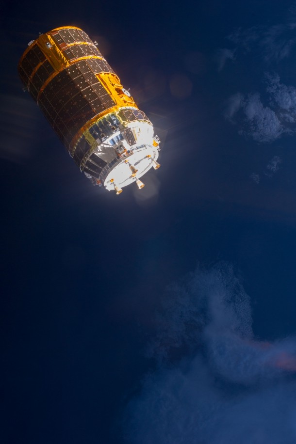 Japan's H-II Transfer Vehicle orbits Earth after being released from the International Space Station. Image Credit: NASA Japan's H-II Transfer Vehicle orbits Earth after being released from the International Space Station. Image Credit: NASA