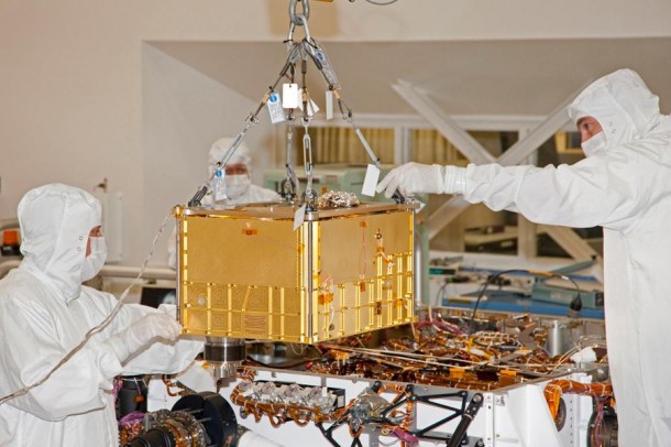 The Sample Analysis at Mars (SAM) instrument, largest of the 10 science instruments for NASA's Mars Science Laboratory mission, will examine samples of Martian rocks, soil and atmosphere for information about chemicals that are important to life and other chemical indicators about past and present environments. Image credit: NASA/JPL-Caltech The Sample Analysis at Mars (SAM) instrument, largest of the 10 science instruments for NASA's Mars Science Laboratory mission, will examine samples of Martian rocks, soil and atmosphere for information about chemicals that are important to life and other chemical indicators about past and present environments. Image credit: NASA/JPL-Caltech