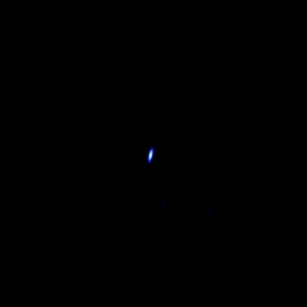 Pale Blue, Take Two: In 1990, Voyager 1 took the famous "Pale Blue Dot" picture looking back at Earth. In 2013, the Very Long Baseline Array got the reverse-angle shot - this radio telescope image showing the signal of the spacecraft as a similar point of light. Image credit: NRAO/AUI/NSF. Pale Blue, Take Two: In 1990, Voyager 1 took the famous "Pale Blue Dot" picture looking back at Earth. In 2013, the Very Long Baseline Array got the reverse-angle shot - this radio telescope image showing the signal of the spacecraft as a similar point of light. Image credit: NRAO/AUI/NSF.