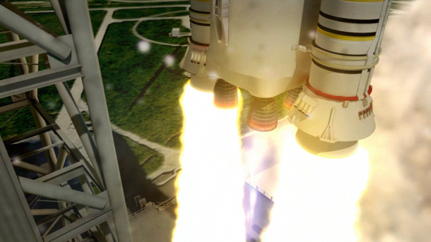 Artist rendering of the RS-25 engines powering the liftoff of the 70-metric-ton (77-ton) lift capacity configuration SLS from the pad. Image Credit: NASA Artist rendering of the RS-25 engines powering the liftoff of the 70-metric-ton (77-ton) lift capacity configuration SLS from the pad. Image Credit: NASA