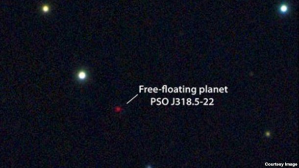 Multicolor image from the Pan-STARRS1 telescope of the free-floating planet PSO J318.5-22, in the constellation of Capricornus. The planet is extremely cold and faint, about 100 billion times fainter in optical light than the planet Venus. (N. Metcalfe) Multicolor image from the Pan-STARRS1 telescope of the free-floating planet PSO J318.5-22, in the constellation of Capricornus. The planet is extremely cold and faint, about 100 billion times fainter in optical light than the planet Venus. (N. Metcalfe)