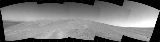 NASA's Mars Exploration Rover Opportunity captured this southward uphill view after beginning to ascend the northwestern slope of "Solander Point" on the western rim of Endeavour Crater. Image credit: NASA/JPL-Caltech NASA's Mars Exploration Rover Opportunity captured this southward uphill view after beginning to ascend the northwestern slope of "Solander Point" on the western rim of Endeavour Crater. Image credit: NASA/JPL-Caltech