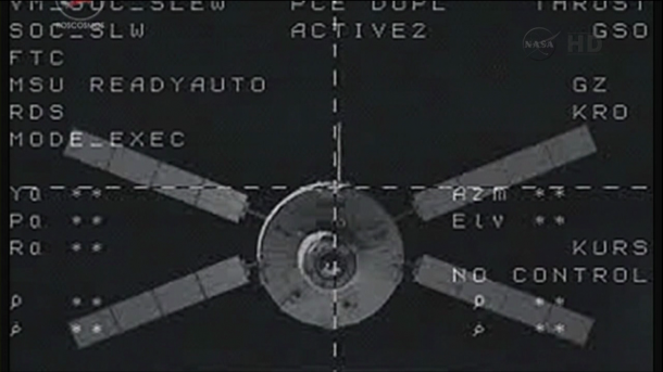 The European Space Agency’s fourth Automated Transfer Vehicle (ATV-4) undocks from the aft port of the International Space Station’s Zvezda service module. Image Credit: NASA TV The European Space Agency’s fourth Automated Transfer Vehicle (ATV-4) undocks from the aft port of the International Space Station’s Zvezda service module. Image Credit: NASA TV