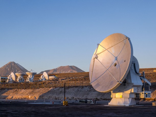 This picture shows the final antenna for the Atacama Large Millimeter/submillimeter Array (ALMA) project, shortly before it was handed over to the ALMA Observatory. The 12-metre-diameter dish was manufactured by the European AEM Consortium and also marks the successful delivery of a total of 25 European antennas — the largest ESO contract so far. The final antenna appears in the foreground on the right and several other antennas appear in the background. Credit: ESO/C. Pontoni This picture shows the final antenna for the Atacama Large Millimeter/submillimeter Array (ALMA) project, shortly before it was handed over to the ALMA Observatory. The 12-metre-diameter dish was manufactured by the European AEM Consortium and also marks the successful delivery of a total of 25 European antennas — the largest ESO contract so far. The final antenna appears in the foreground on the right and several other antennas appear in the background. Credit: ESO/C. Pontoni