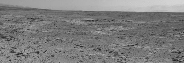 The low ridge that appears as a dark band below the horizon in the center of this scene is a Martian outcrop called "Cooperstown," a possible site for contact inspection with tools on the robotic arm of NASA's Mars rover Curiosity. Image Credit: NASA/JPL-Caltech The low ridge that appears as a dark band below the horizon in the center of this scene is a Martian outcrop called "Cooperstown," a possible site for contact inspection with tools on the robotic arm of NASA's Mars rover Curiosity. Image Credit: NASA/JPL-Caltech