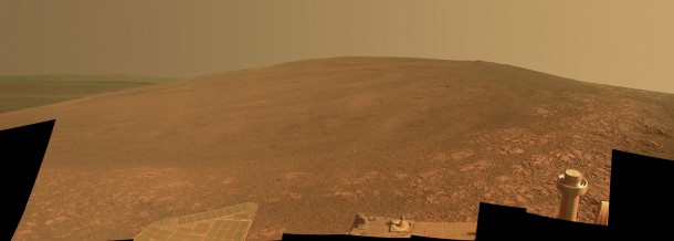 This scene shows the "Murray Ridge" portion of the western rim of Endeavour Crater on Mars. The ridge is the NASA's Mars Exploration Rover Opportunity's work area for the rover's sixth Martian winter. Image Credit: NASA/JPL-Caltech/Cornell/ASU This scene shows the "Murray Ridge" portion of the western rim of Endeavour Crater on Mars. The ridge is the NASA's Mars Exploration Rover Opportunity's work area for the rover's sixth Martian winter. Image Credit: NASA/JPL-Caltech/Cornell/ASU
