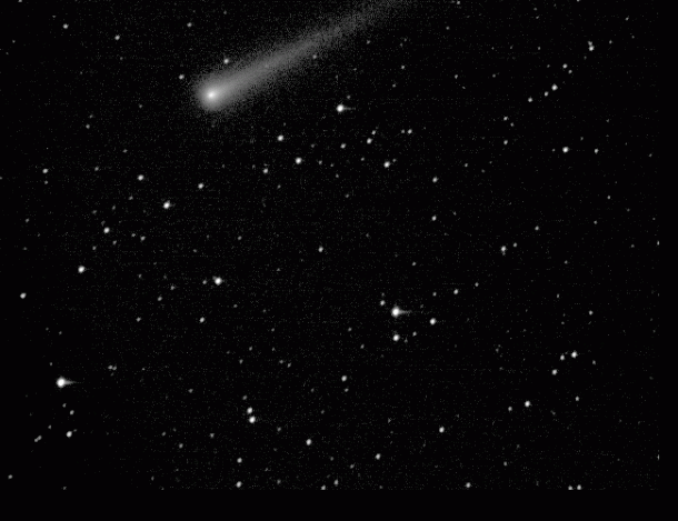 This animated gif combines two photos of Comet ISON taken about a half hour apart on the morning of November 9th. At the time, ISON was traveling through the solar system at a speed of about 120,000 miles per hour. ISON will make a close approach to the Sun on November 28th, and might become spectacularly bright in the days immediately following perihelion. B. Mellin/MicroObservatory This animated gif combines two photos of Comet ISON taken about a half hour apart on the morning of November 9th. At the time, ISON was traveling through the solar system at a speed of about 120,000 miles per hour. ISON will make a close approach to the Sun on November 28th, and might become spectacularly bright in the days immediately following perihelion. B. Mellin/MicroObservatory