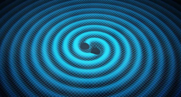 Merging black holes ripple space and time in this artist's concept. Pulsar-timing arrays -- networks of the pulsing cores of dead stars -- are one strategy for detecting these ripples, or gravitational waves, thought to be generated when two supermassive black holes merge into one. Image credit: Swinburne Astronomy Productions Merging black holes ripple space and time in this artist's concept. Pulsar-timing arrays -- networks of the pulsing cores of dead stars -- are one strategy for detecting these ripples, or gravitational waves, thought to be generated when two supermassive black holes merge into one. Image credit: Swinburne Astronomy Productions