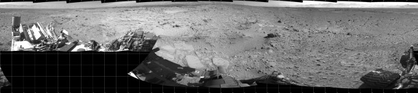 NASA's Mars rover Curiosity captured this 360-degree view using its Navigation Camera (Navcam) after a 17-foot (5.3 meter) drive on 477th Martian day, or sol, of the rover's work on Mars (Dec. 8, 2013). Credit: NASA/JPL-Caltech/MSSS NASA's Mars rover Curiosity captured this 360-degree view using its Navigation Camera (Navcam) after a 17-foot (5.3 meter) drive on 477th Martian day, or sol, of the rover's work on Mars (Dec. 8, 2013). Credit: NASA/JPL-Caltech/MSSS