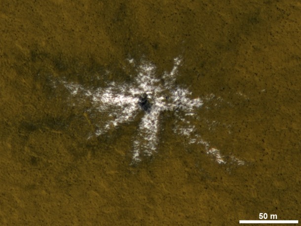 This image taken on May 19, 2010, shows an impact crater that had not existed when the same location on Mars was previously observed in March 2008. Image Credit: NASA/JPL-Caltech/Univ. of Arizona This image taken on May 19, 2010, shows an impact crater that had not existed when the same location on Mars was previously observed in March 2008. Image Credit: NASA/JPL-Caltech/Univ. of Arizona