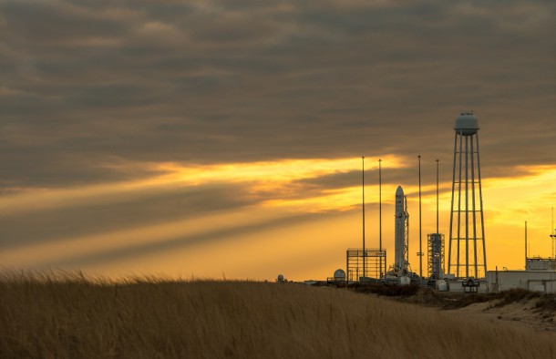 An Orbital Sciences Corporation Antares rocket is seen on launch Pad-0A at NASA's Wallops Flight Facility, Monday, January 6, 2014 in advance of a planned Wednesday, Jan. 8th, 1:32 p.m. EST launch, Wallops Island, Va. Image Credit: NASA/Bill Ingalls An Orbital Sciences Corporation Antares rocket is seen on launch Pad-0A at NASA's Wallops Flight Facility, Monday, January 6, 2014 in advance of a planned Wednesday, Jan. 8th, 1:32 p.m. EST launch, Wallops Island, Va. Image Credit: NASA/Bill Ingalls