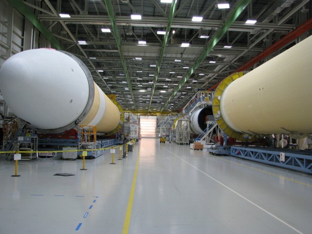 The Delta IV Heavy Lift rocket that will be used for Orion’s first mission, Exploration Flight Test-1, is in the final assembly area at United Launch Alliance’s factory in Decatur, Ala. Image Credit: NASA The Delta IV Heavy Lift rocket that will be used for Orion’s first mission, Exploration Flight Test-1, is in the final assembly area at United Launch Alliance’s factory in Decatur, Ala. Image Credit: NASA