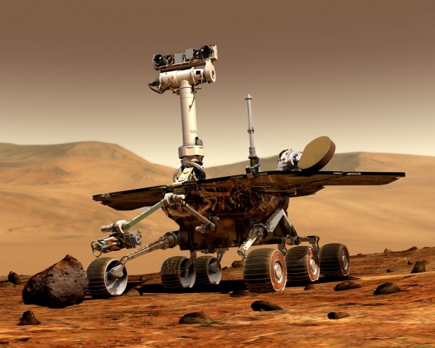 An artist's concept portrays a NASA Mars Exploration Rover on the surface of Mars. Two rovers were launched in 2003 and arrived at sites on Mars in January 2004. Each rover was built to have the mobility and toolkit for functioning as a robotic geologist. Image Credit: NASA/JPL/Cornell University An artist's concept portrays a NASA Mars Exploration Rover on the surface of Mars. Two rovers were launched in 2003 and arrived at sites on Mars in January 2004. Each rover was built to have the mobility and toolkit for functioning as a robotic geologist. Image Credit: NASA/JPL/Cornell University