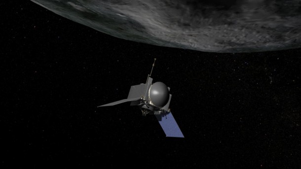 This is an artist's concept of NASA's OSIRIS-REx spacecraft preparing to take a sample from asteroid Bennu. Image Credit: NASA/Goddard/Chris Meaney This is an artist's concept of NASA's OSIRIS-REx spacecraft preparing to take a sample from asteroid Bennu. Image Credit: NASA/Goddard/Chris Meaney