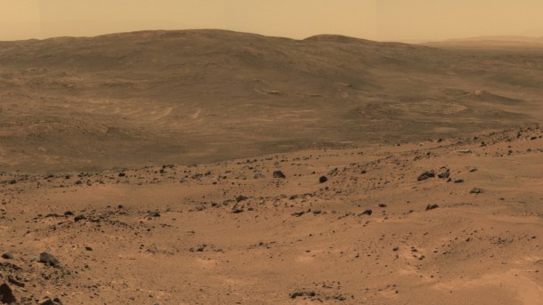 This section from a panorama that NASA's Mars Exploration Rover Spirit acquired in October 2005 from the top of "Husband Hill" presents the view toward the south from that summit. Image Credit: NASA/JPL-Caltech/Cornell Univ. This section from a panorama that NASA's Mars Exploration Rover Spirit acquired in October 2005 from the top of "Husband Hill" presents the view toward the south from that summit. Image Credit: NASA/JPL-Caltech/Cornell Univ.