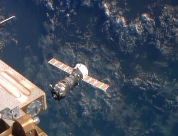 The ISS Progress 54 cargo craft approaches the International Space Station's Pirs docking compartment. Image Credit: NASA TV The ISS Progress 54 cargo craft approaches the International Space Station's Pirs docking compartment. Image Credit: NASA TV